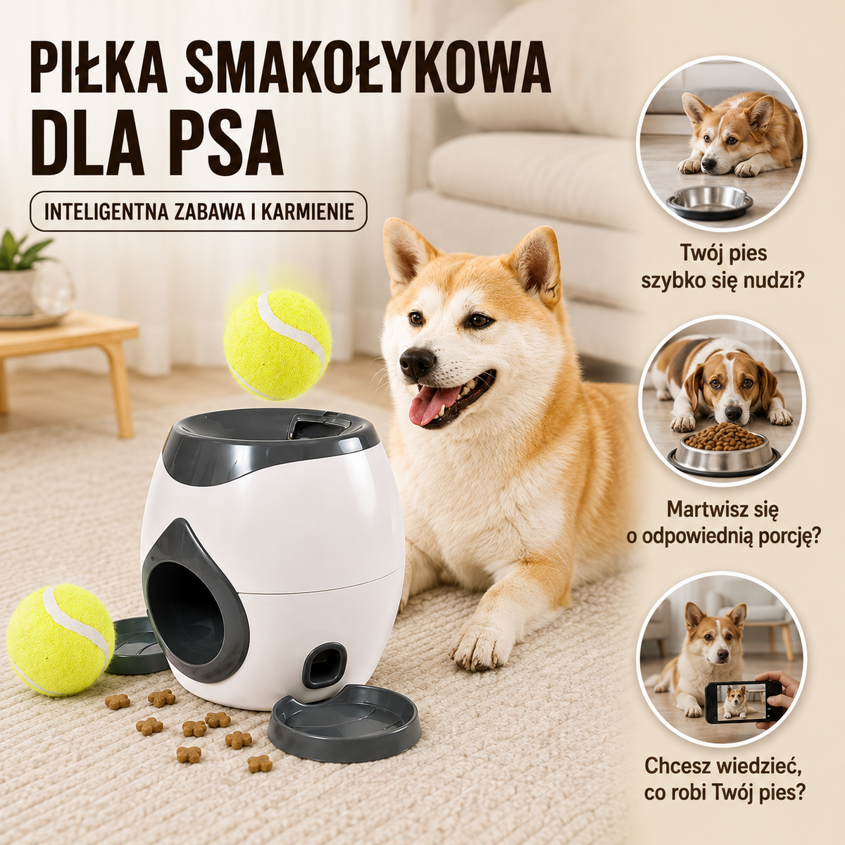 Interaktywny Dozownik Smakołyków z Piłką dla Psa