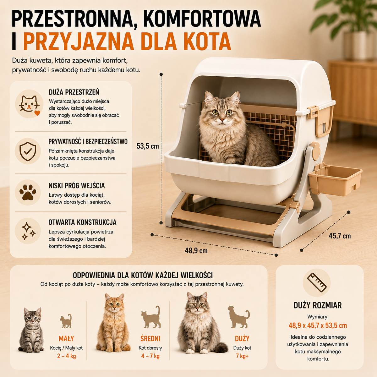 Półautomatyczna kuweta przesiewowa dla kota