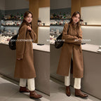 Full-height inside and outside leather 2024 winter thick low-heeled round head washed cowhide zipper-free middle boots for lazy people