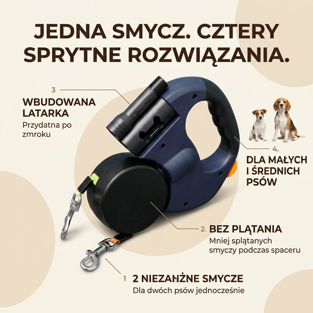 Smycz 2w1 dla dwóch psów